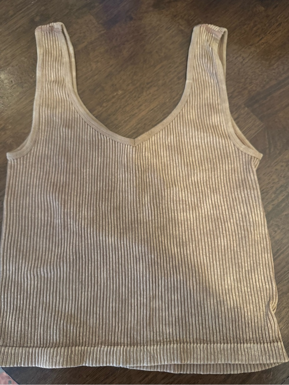 Gypsy Jazz Ribbed V-Neck Tank Top - Tan